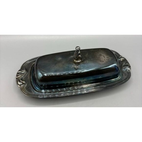 Vtg Oneida Silver Plated Butter Dish With Glass Insert & Ornate Details - Picture 1 of 6